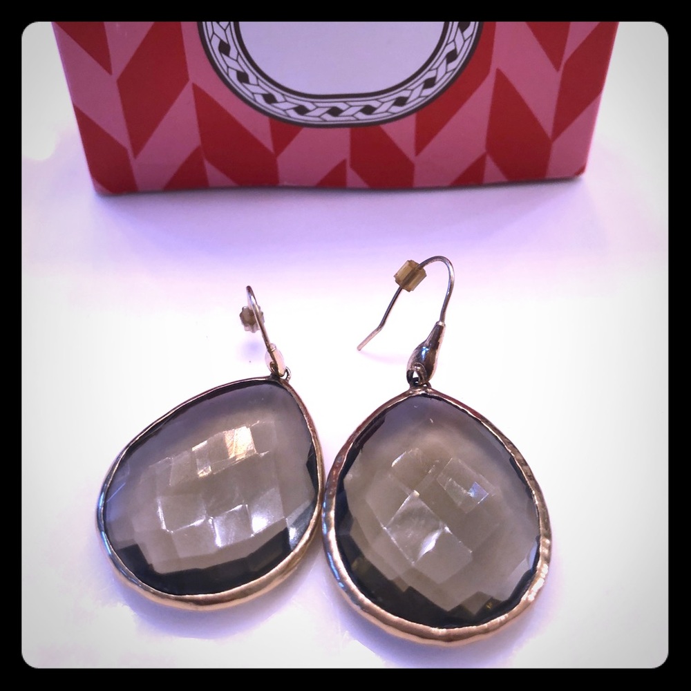 Stella & Dot Gold & Obsidian Earings